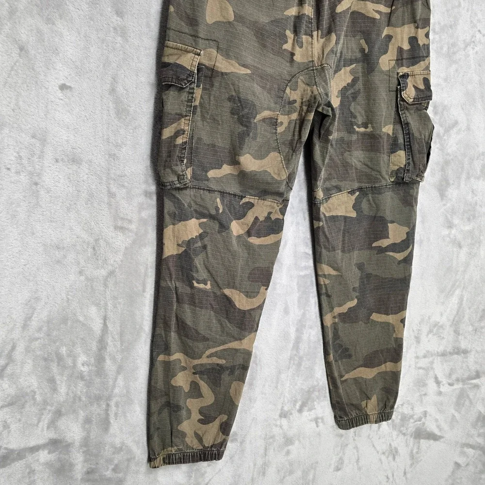 CSG Cargo Jogger Pants Mens 2XL Green Camo Ripstop Cotton Blend Drawstring Gorp